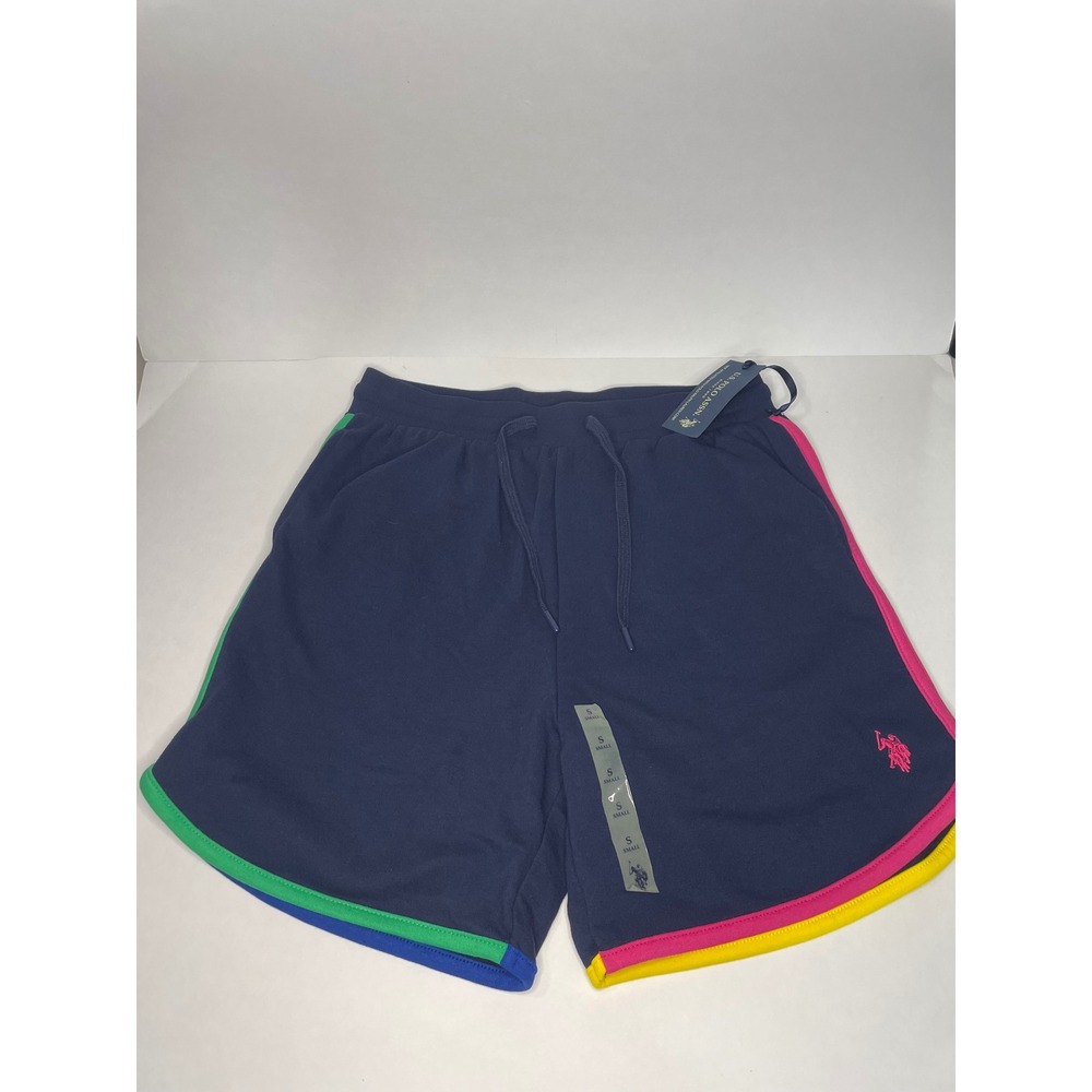 US Polo Assn Womens Navy Rainbow Trim‎ Athletic Shorts Size Small